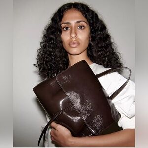 Mansur Gavriel Lady Bag in Patent Cacao